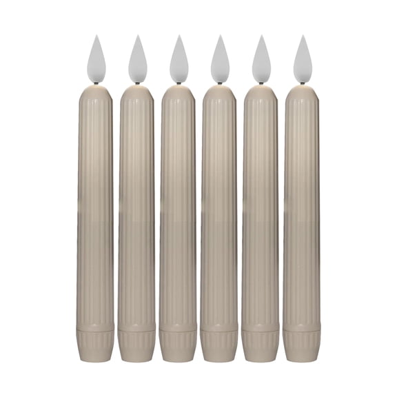 CZSCPDAW 6-Pack Ivory Striped Flameless Window Candles with Dusk-to-Dawn Sensor for Christmas Decor