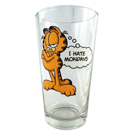 Garfield Cat I Hate Mondays 16oz Pint Drinking Glass Tumbler