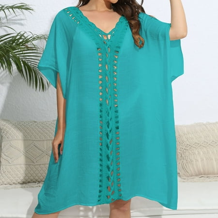 Tawop Women s Swimwear Cover Swimsuit Cover Up Bikini Loose Tassel Hollow Beach Clearance Swim Women Green Free Size