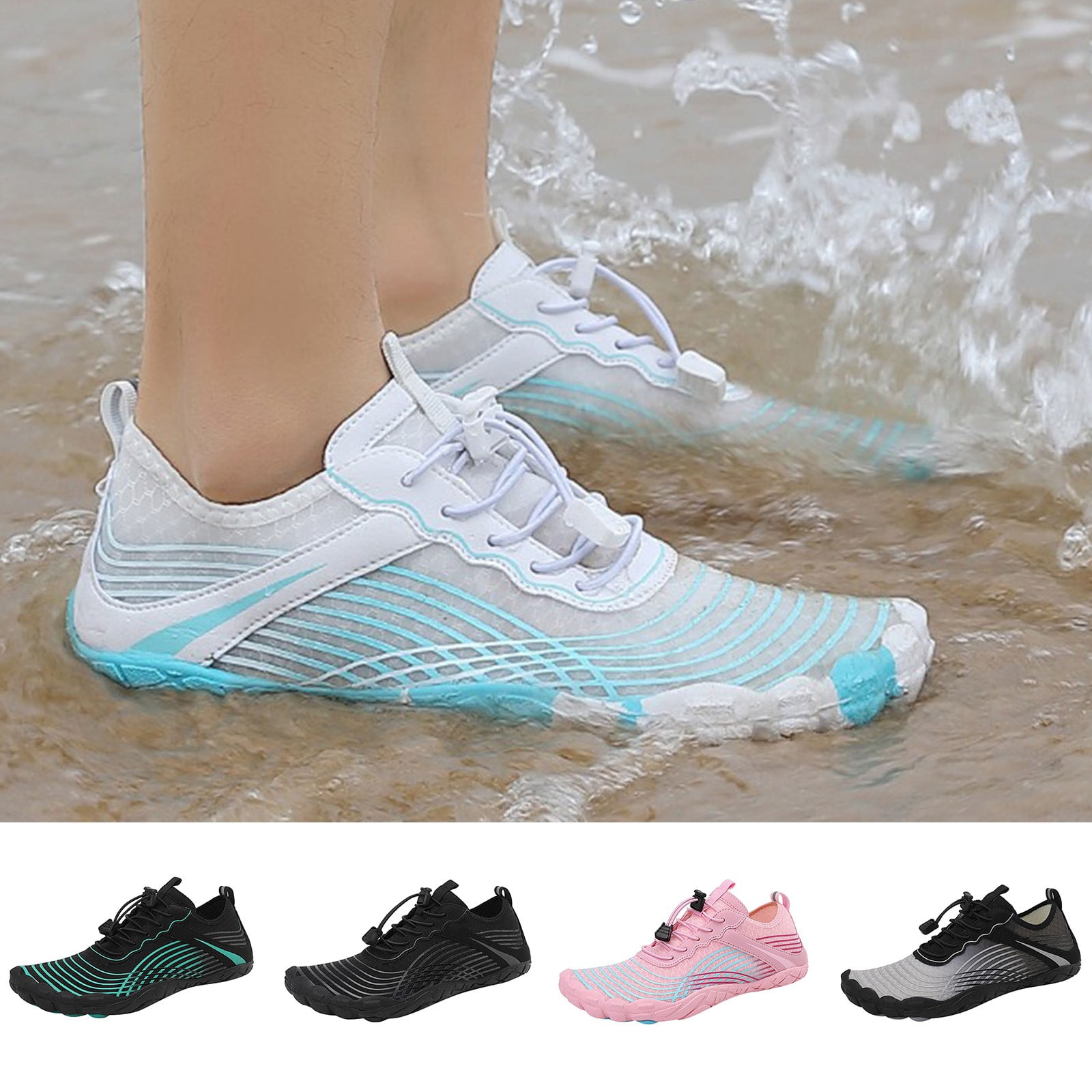 Mepaouo Water Shoes for Women Men Quick Dry Aqua Swim Pool Hiking Athletic Barefoot Shoes(Pink,7)