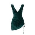 thumbnail image 7 of CHGBMOK Womens One Piece Swimsuits Sexy V Neck Sleeveless Backless Ruffles Suits Mesh Fitted Side Slit Swimwear, 7 of 7