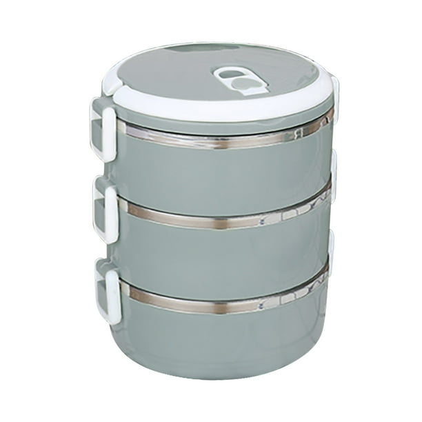 Fiambrera redonda Xihbxyly 3 capas 2100 ml acero inoxidable para niños comida caliente