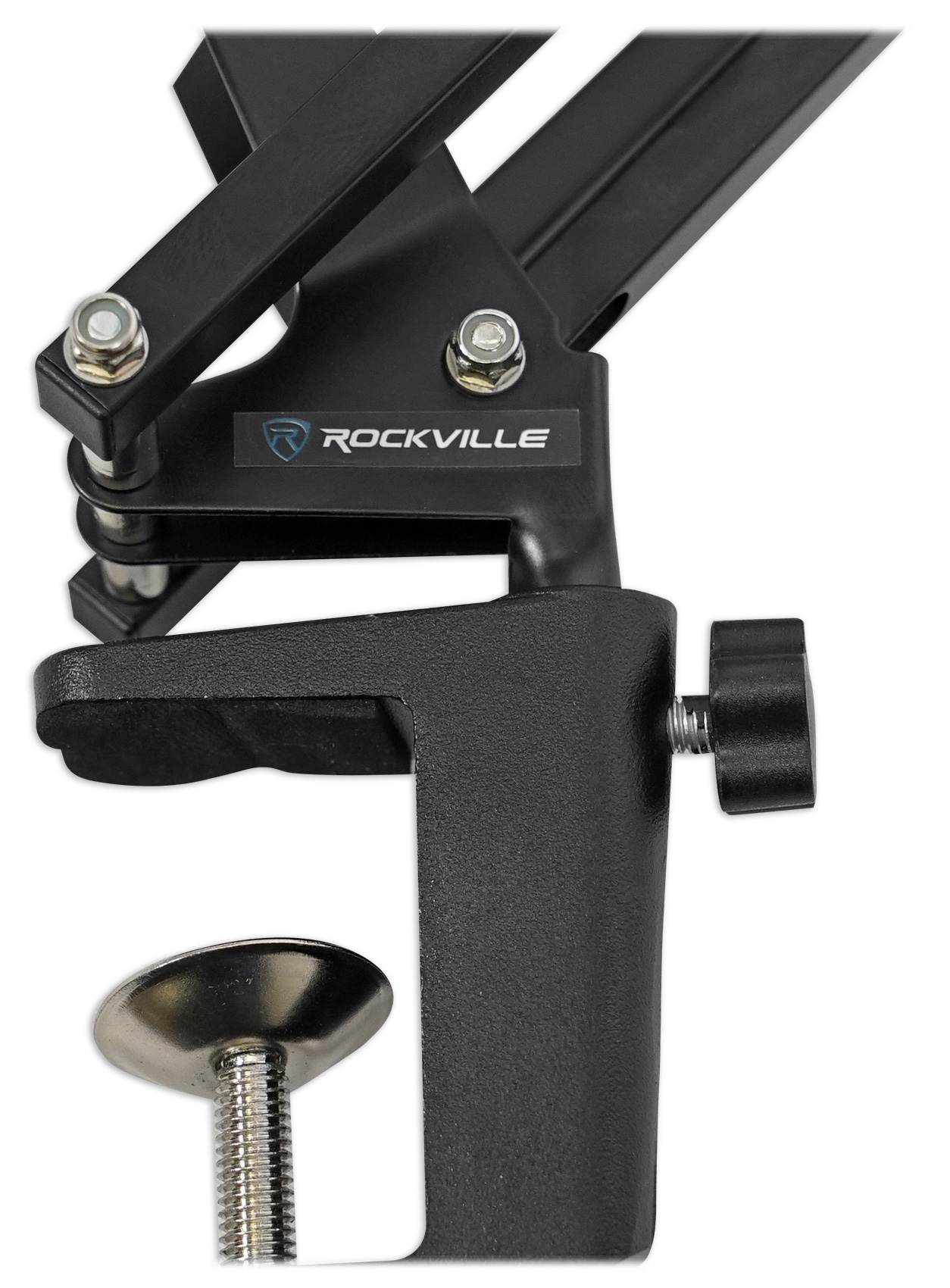 Rockville DMS40 40-Inch Studio Microphone Boom Arm Stand, Aluminum Desk Clamp, 360 degree Rotation, Steel Frame, ABS Mic Clip, for Podcasting and Streaming