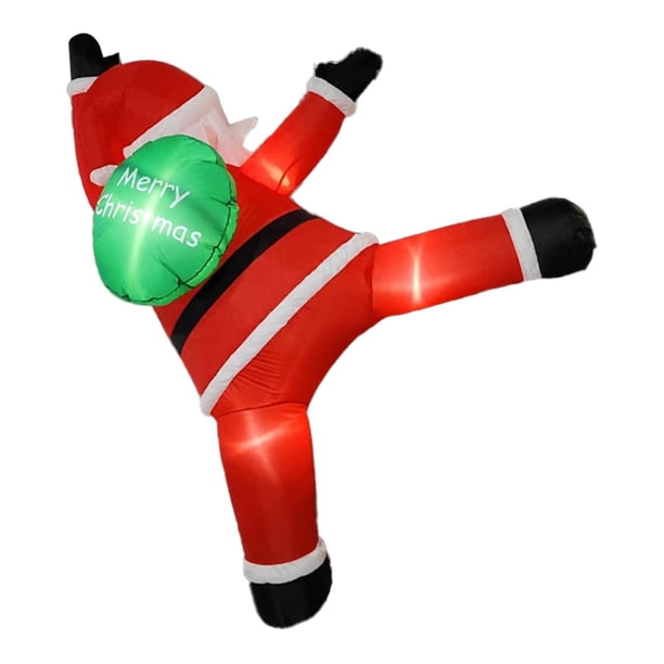 Decoración navideña al aire libre, accesorios fotográficos inflables navideños con Papá Noel trepador inflable con LED para vacaciones, Navidad Estilo B
