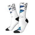thumbnail image 2 of Uemuo Blue Flying Butterflies Pattern Women's Crew Socks, Soft Durable Breathable Moisture-Wicking with Odor Control Cotton socks, 2 of 9