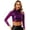 Purple, variant on Womens Shiny Metallic Latin Cha-cha Dance Top Mock Neck Sequins Full Liner Dance Crop Top Clubwear Purple One Size