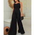 thumbnail image 6 of CHICME Jumpsuits for Women V Neck Spaghetti Strap Wide Leg Pleated Pants Summer Cami Overalls Black-S, 6 of 8