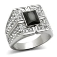 thumbnail image 1 of Men High Polished Stainless Steel Ring with Synthetic in Jet - Size 8, 1 of 1