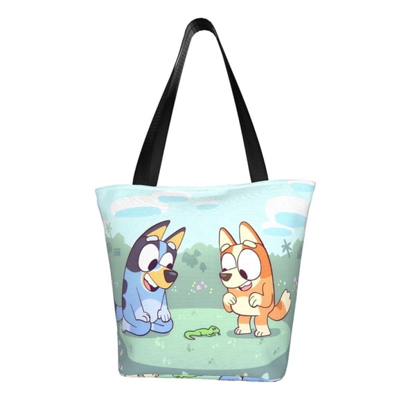 Kowoue Bluey Pattern Tote Bag Aesthetic Shoulder Bag, Grocery Tote with Shoulder Straps, Large Collapsible Tote with Protective Foam Lining