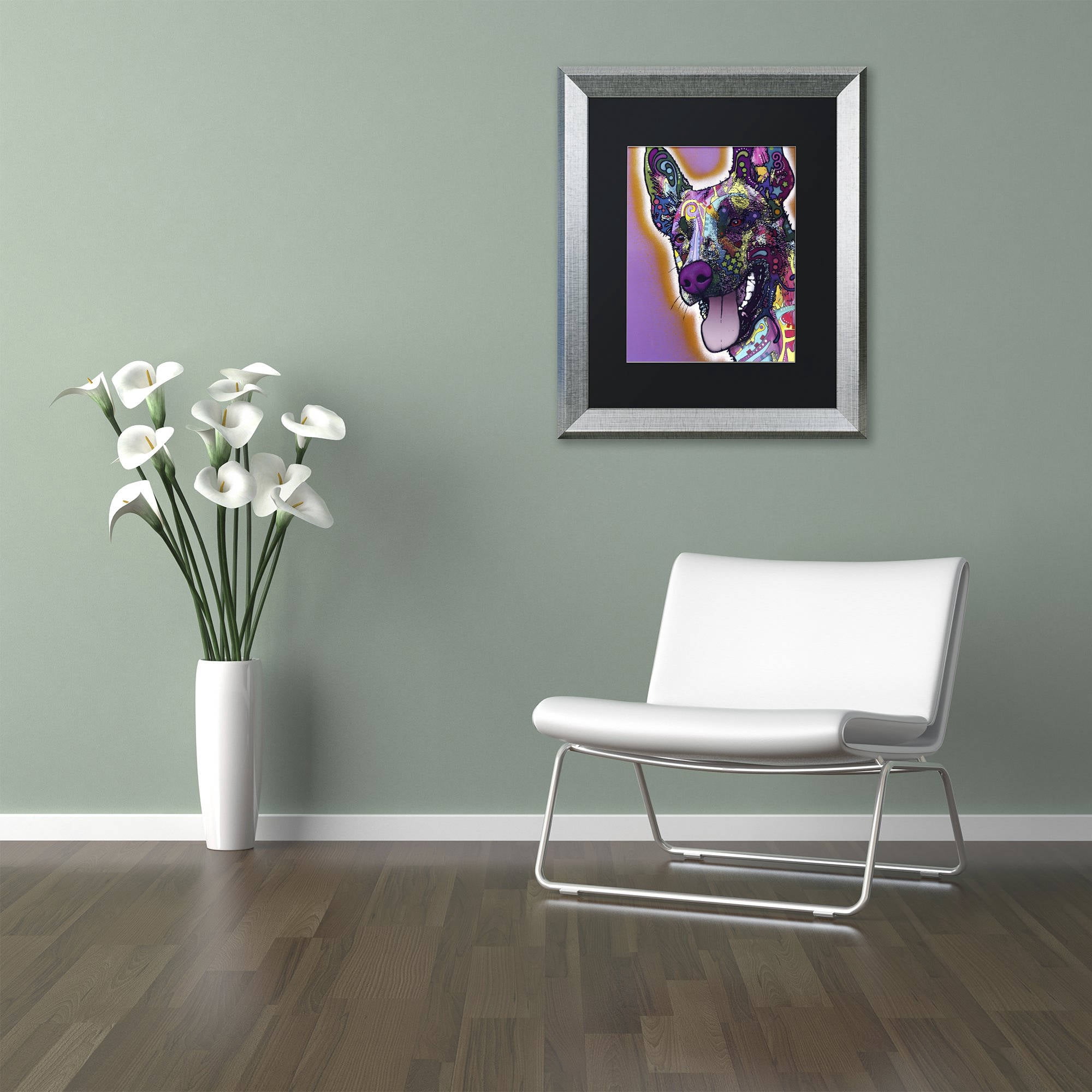 Trademark Fine Art "Malinois" Canvas Art by Dean Russo, Black Matte, Silver Frame