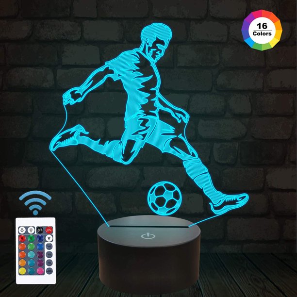 Football 3d Lamp De Chevet Football Hologram Illusion Led Night Light 16 Couleurs Changeantes Telecommande Sport Amant Chambre Decoration Cool Cadeau D Anniversaire For Enfant Youthful Walmart Com Walmart Com