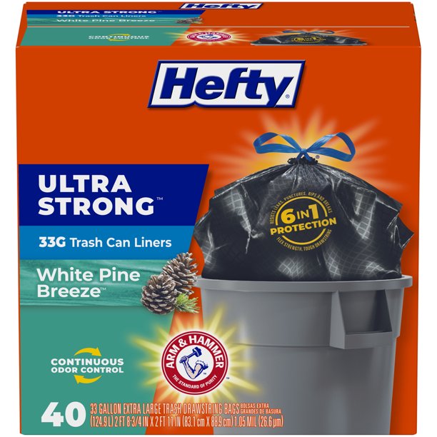 Hefty® Ultra Strong™ Large Trash Bag Can Liners, 33 Gallon, 40 Bags