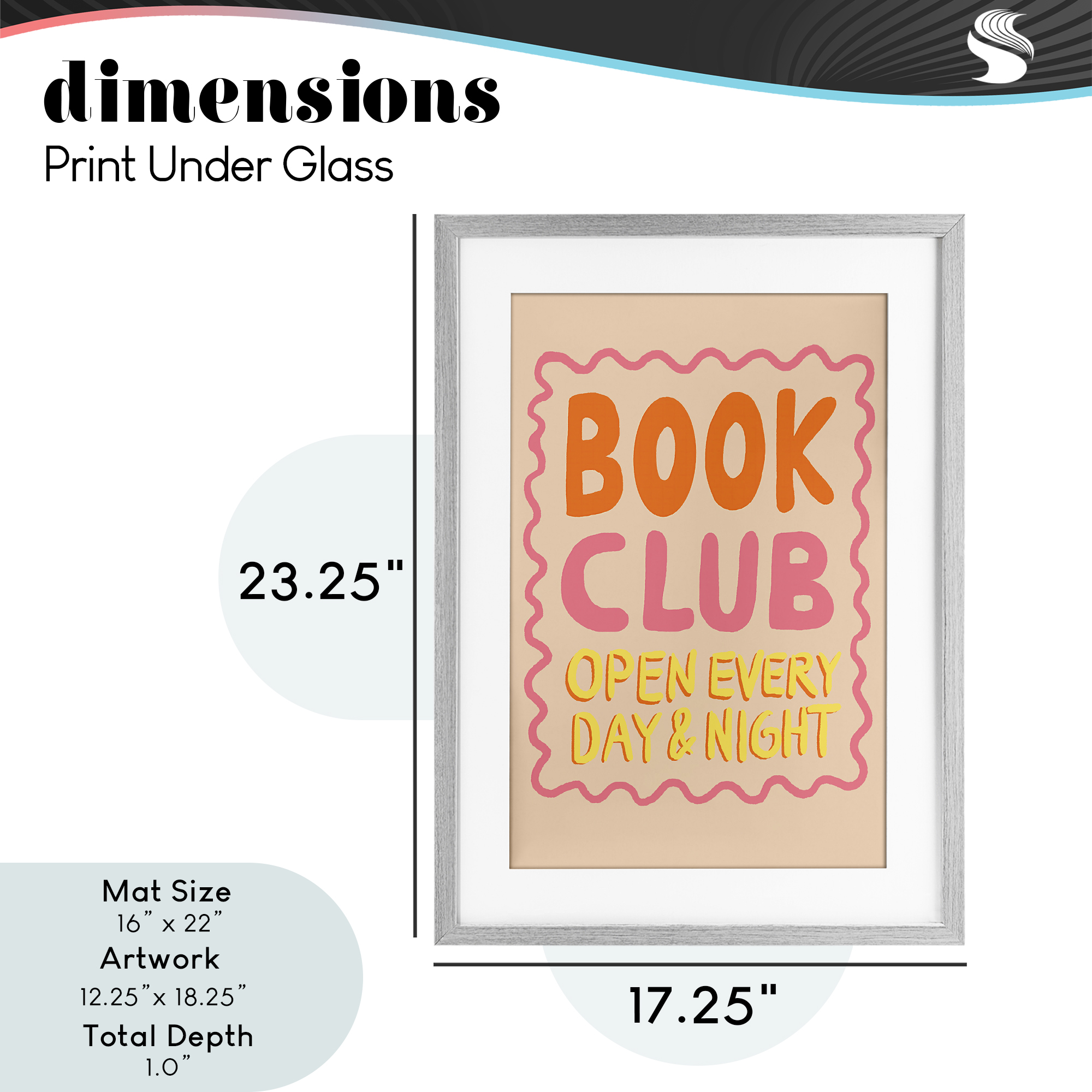 Book Club Day & Night Gray Framed Print Under Glass, design by Florentina Dolci