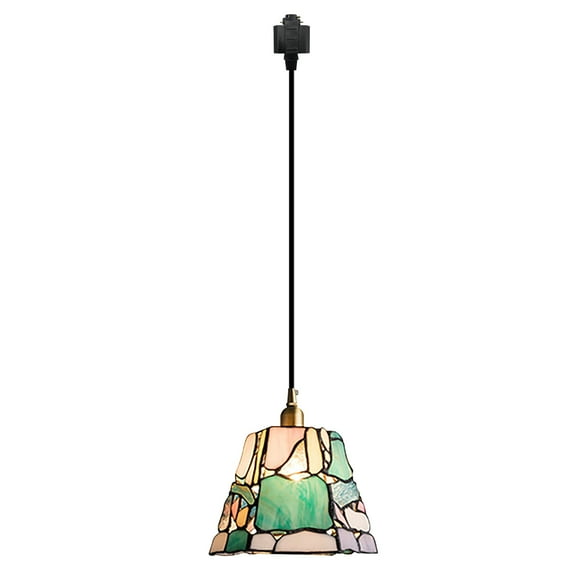 Kiven H-Type Track Lighting Pendants,Antiqued h Track Pendant Lights with Glass Lampshade,Tiffany Decorative Track Lighting Fixture for Kitchen Hallway Restaurant Island Lighting(1-Light)