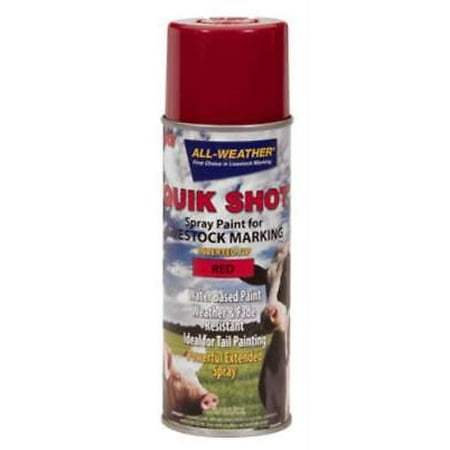 16 OZ Aerosol Red All Weather Quik Shot Livestock Marker Inverted Tip Only (Best Weather To Spray Paint)