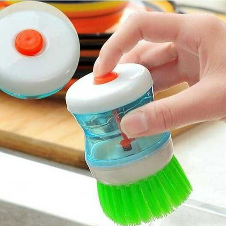 Kitchen Soap Dispensing Palm Brush Multifunctional Pressing Cleaning Brush,  2 In 1 Dish Brushes Scrubbing Brush With Handle