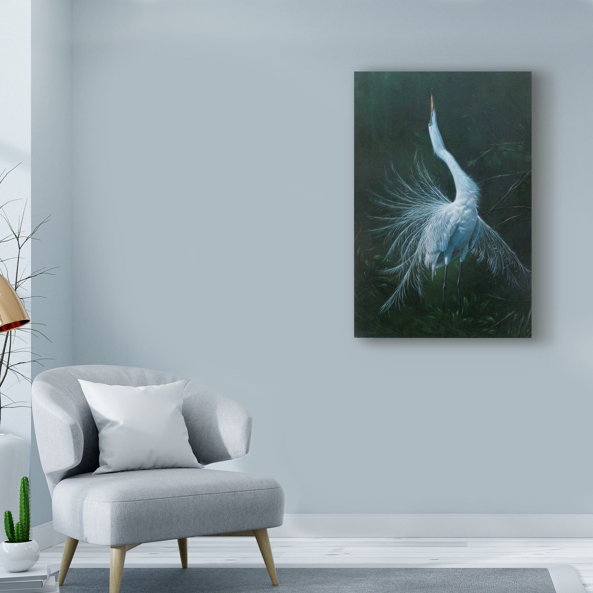 Trademark Fine Art 'Displaying Egret' Canvas Art by Michael Jackson