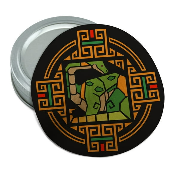 Geometric Apatosaurus Brontosaurus Dinosaur Aztec Mayan Style Round Rubber Non-Slip Jar Gripper Lid Opener