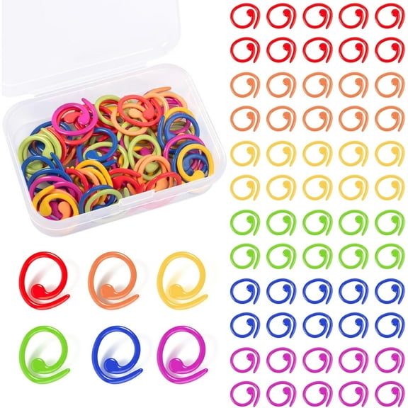 Monebena 60 Pcs Crochet Stitch Markers for Crocheting Crochet Hooks Supplies Knitting Accessories and Gadgets with Storage Box, Colorful Knitting Stitch Markers for DIY Handmade Crafts