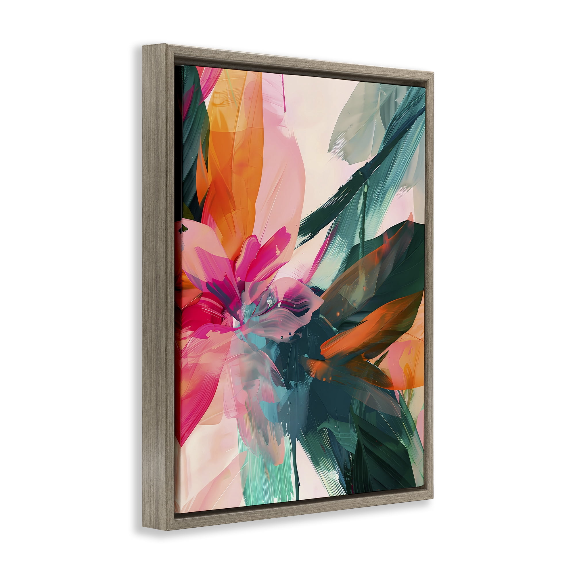 Stupell Industries Streaked Opaque Abstract Abstract Painting Brown Floater Framed Canvas Art Print Wall Art, 17 x 21