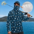 thumbnail image 2 of Bulopur Men’s Quick Dry Fishing Sun Hoodie with Mask, Long Sleeve UV Protection Shirt with Navy Camo Star Print for Hiking, Camping and Summer Activities, 2 of 8