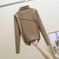 thumbnail image 5 of LEAVINGSUO Womens Tops & T-Shirts- Round-Neck Casual Ladies Double-sided Velvet Cationic Self-heating Warm Bottoming Shirt Long-sleeved Outer Wear Short T-Shirt, 5 of 9