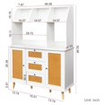 thumbnail image 3 of Sideboard Cabinet, Buffet Cabinet with Rattan Doors, 3 Drawers, Open Shelves for Home, Entryway, Dining Room - SMT-WR033W, 3 of 5