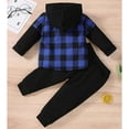 thumbnail image 4 of SILVERCELL Toddler Boys Girls Fall Winter Outfits Flannel Lattice Button Down Long Sleeve Hoodied Tops Solid Color Pants, 4 of 10