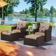 thumbnail image 2 of CozyHom Outdoor Patio Chairs Set Of 2 And Ottoman Rattan Conversation Sectional Sofa Sets, PE Wicker Rattan Patio Furniture Set, Patio Benches Coffee Table With Cushions, Khaki, 2 of 10