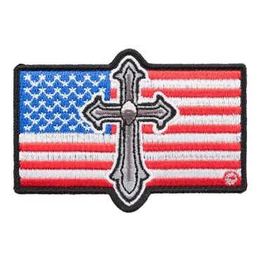 Silver Cross American Flag Patch, Patriotic US Flag Patches
