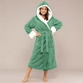 thumbnail image 5 of Cozyvia Fleece Bathrobe for Women Plus Size Soft Plush Hooded Long Robe Fluffy Warm Thick Kimono Robes Oversize Shaggy House Coat - Green M, 5 of 5