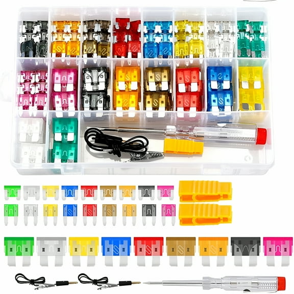 GJX 306Pcs Car Fuses Assortment Kit Aluminum Sheet 2‑35A M   S With Circuit Tester