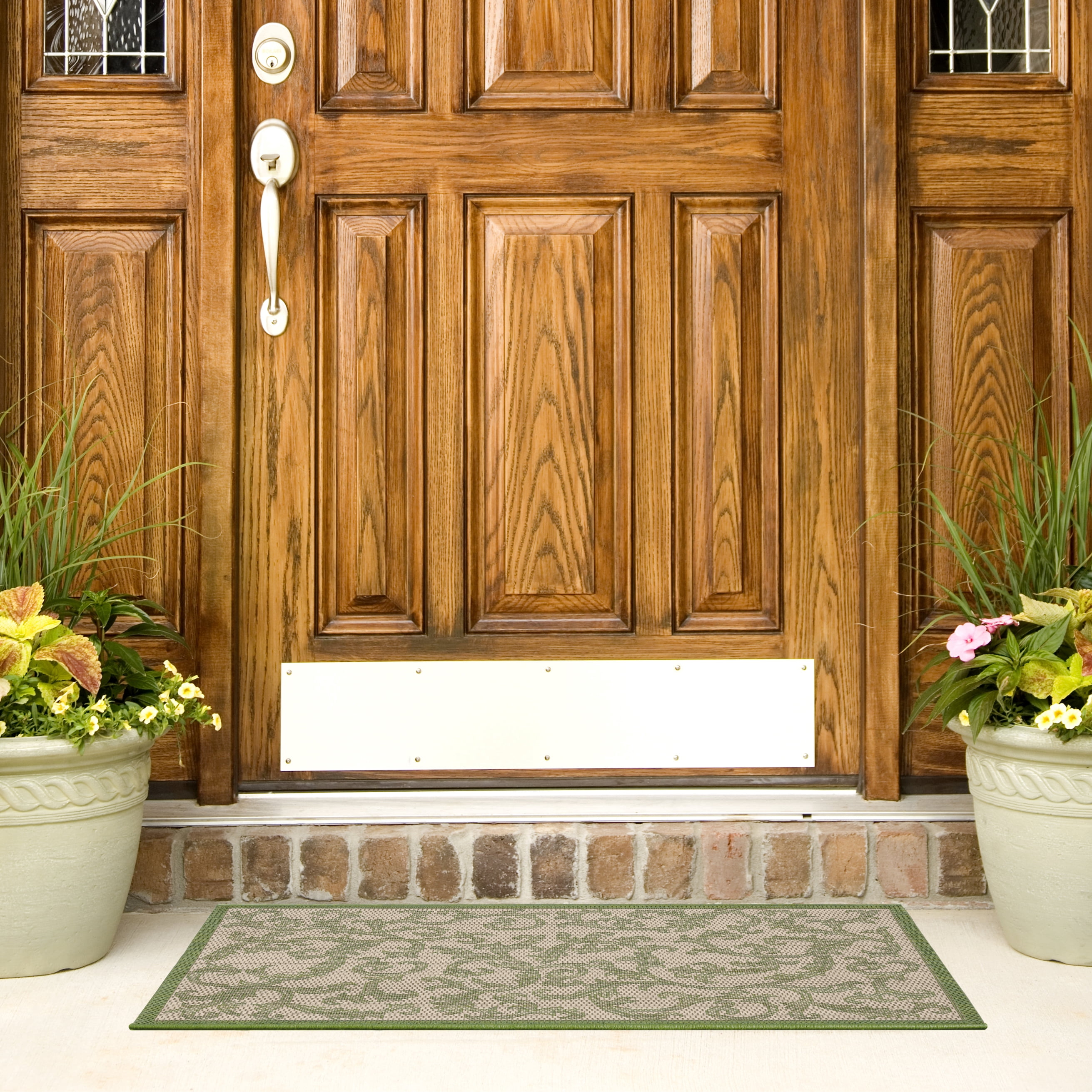 Safavieh Courtyard Kevin Floral Indoor/Outdoor Area Rug, Natural/Olive, 6'7" x 6'7" Square