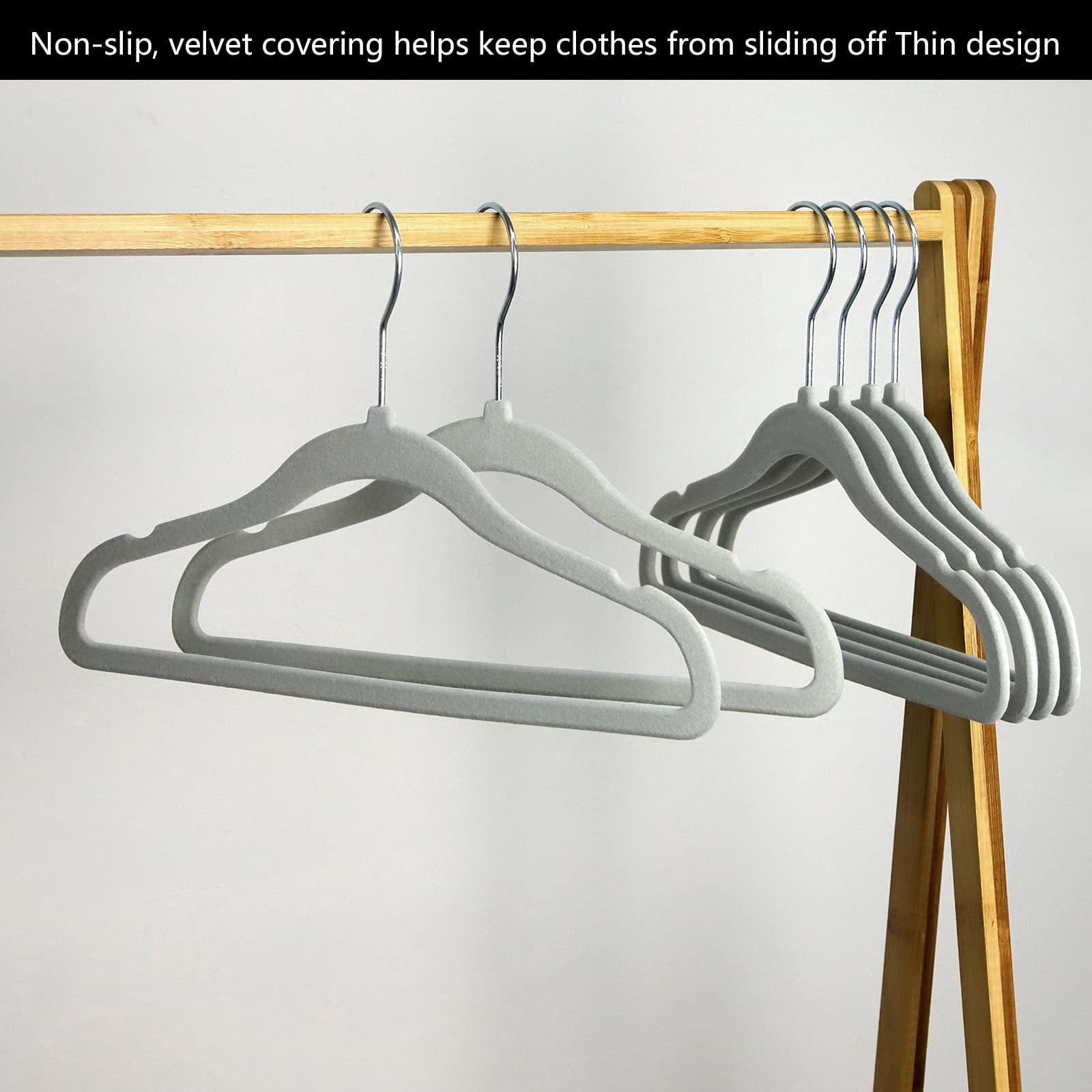 Kids Velvet Hangers 50 Pack 11.8 Inch Non-Slip Baby Toddler Clothes Hangers with Notches and Swivel Hooks Space-Saving Beige