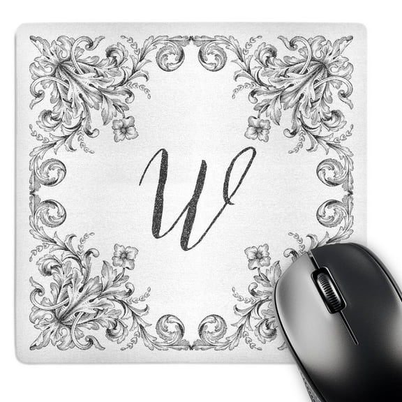 3dRose, Letter W Personal Luxury Vintage Glitter Monogram-Personalized Initial, MousePad