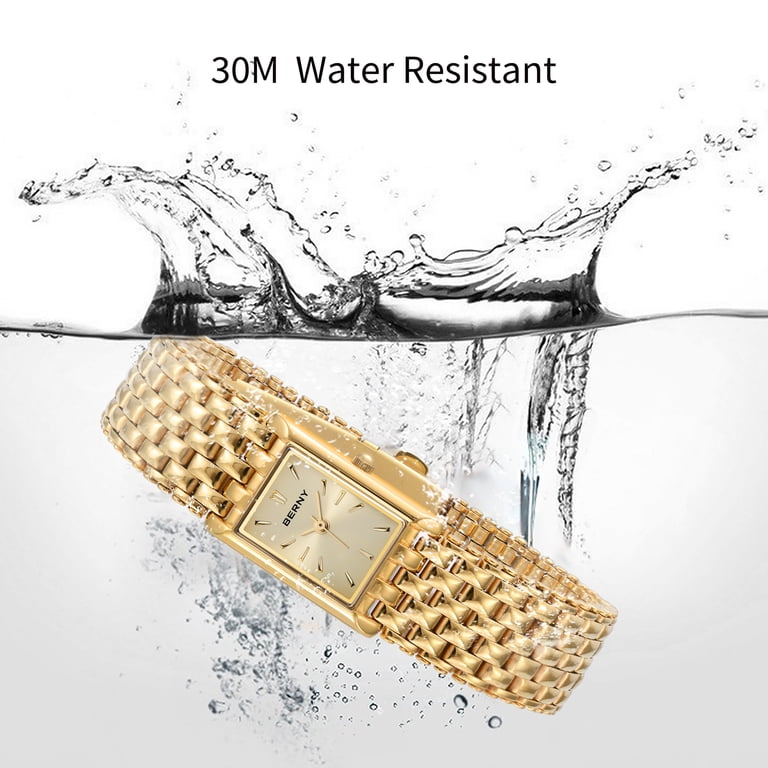 Berny Women's Small Gold Rectangular Minimalist Watch photo 5