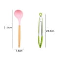thumbnail image 2 of Juego de 2 piezas de silicona para utensilios de cocina, utensilios de cocina resistentes al calor con mango de madera, utensilio de cocina antiadherente, 2 of 5