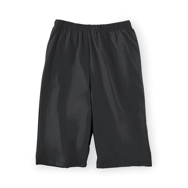 Shorts Bermudas con cintura elástica para mujer, color negro, talla pequeña, de Collections Etc.