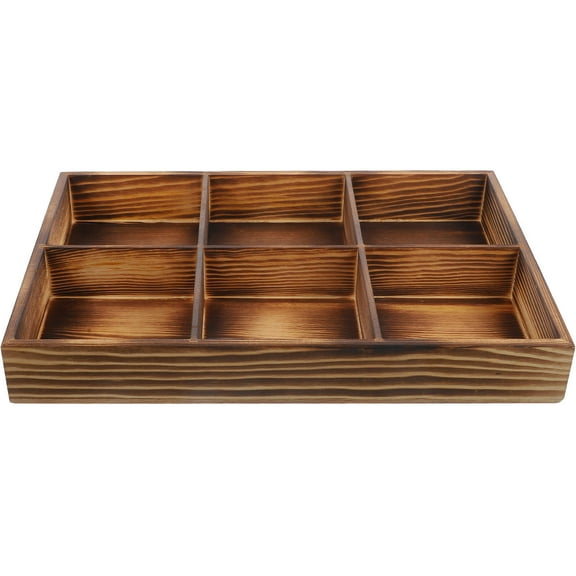 Raindrops Wood Tea Bag Storage Organizer Wooden Storage Box 6 Compartments Container for Tea Bags Snacks Sugar