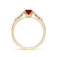 thumbnail image 2 of ANGARA Lab Grown Cushion Rectangular Ruby Side Stone Engagement Ring for Women in 14K Yellow Gold (Size-7x5mm) | July Birthstone, Anniversary, Jewelry Gift for Women | Lab-Grown Ruby Ring, 2 of 8