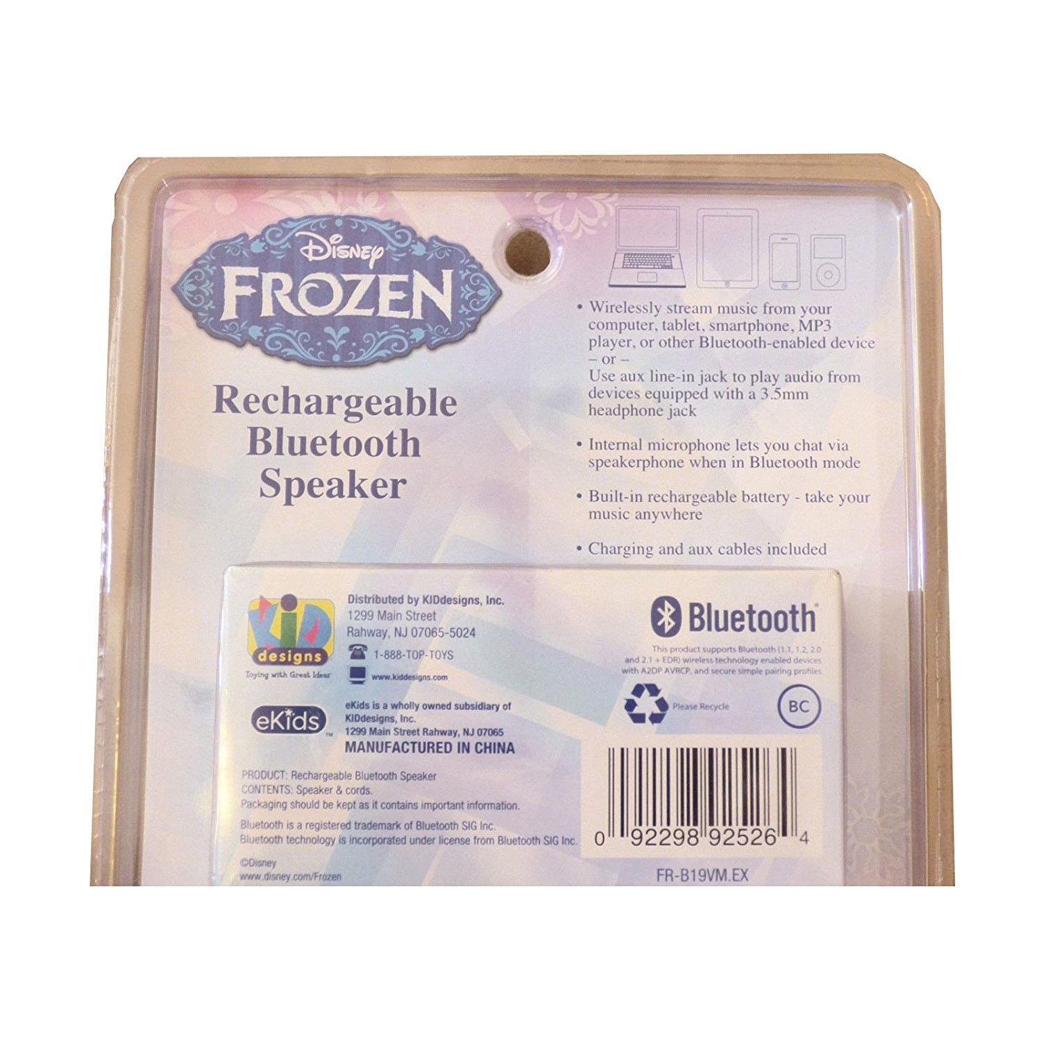 disney frozen bluetooth speaker - wireless rechargeable portable speaker with 3.5mm headphone port device, stream music from computer, tablet, smartphone mp3 player or other bluetooth-enabled device - image 4 of 4