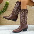 thumbnail image 4 of SACFOF Cowboy Boots for Women Cowgirl Mid Calf Western Boots Embroidered Chunky Heels Pointed Toe Pull On, Perfect for Partys, Country Music Festivals, Concerts, and More, 4 of 7