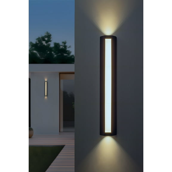 23.6" Modern Dimmable Outdoor LED Wall Sconce, 10W 3000K Warm White