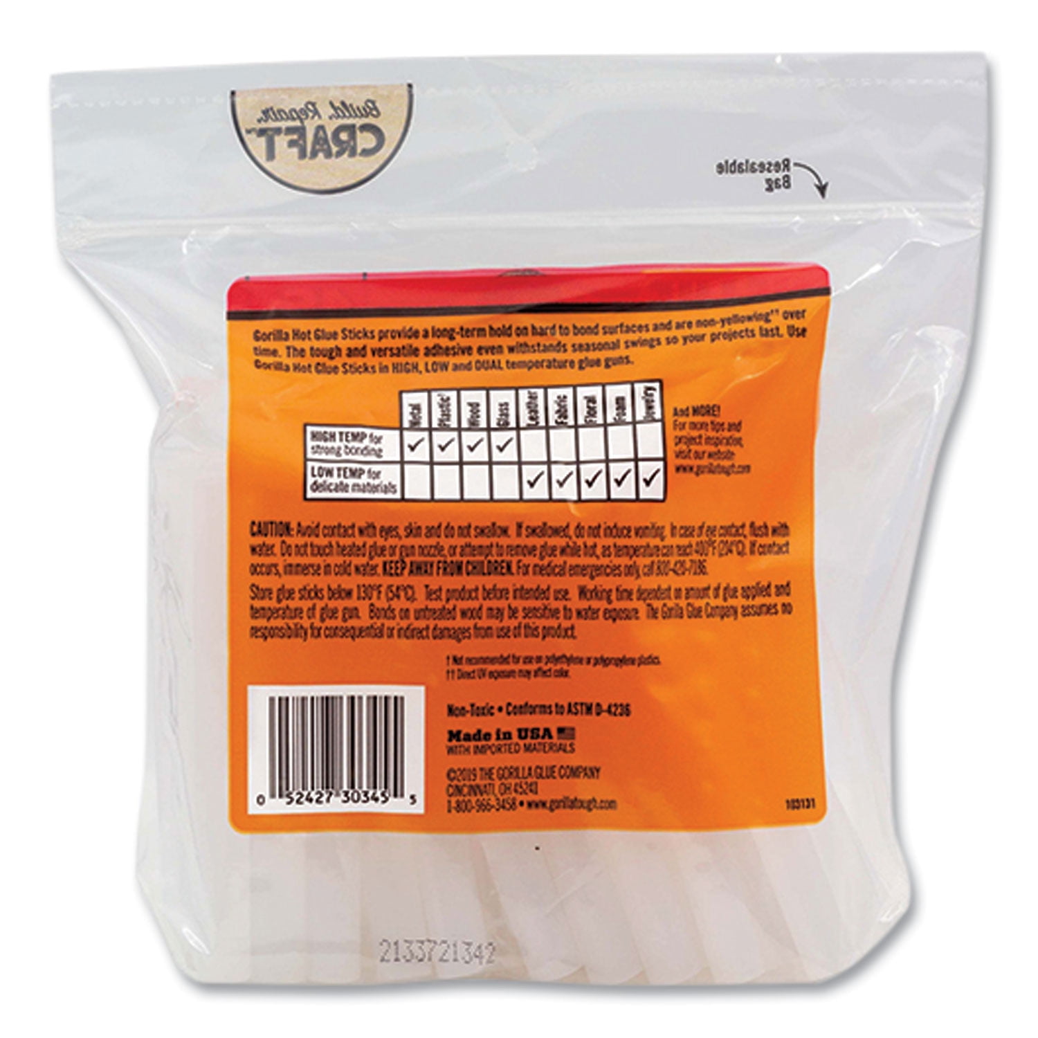 Hot Glue Sticks, 0.43" Dia X 4", Dries Clear, 45/pack | Bundle of 10 Packs