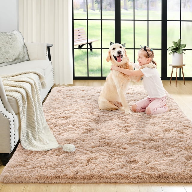 Alfombra de Área Noahas Beige Peluda 90x150 cm de Felpa para Dormitorio