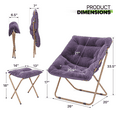 thumbnail image 2 of Magshion Set of 2 Cozy Chair with Ottoman, Modern Comfy Folding Lounge Saucer Chair Moon Chair with Footrest Footstool for Home Bedroom, Purple, 2 of 11