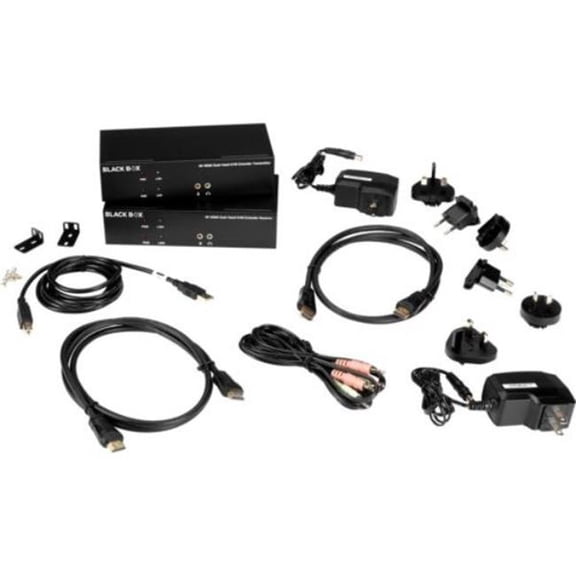 Dual-Monitor, Hdmi 4K30 USB 2.0 & Audio Serial KVM Extender Kit Over Fiber
