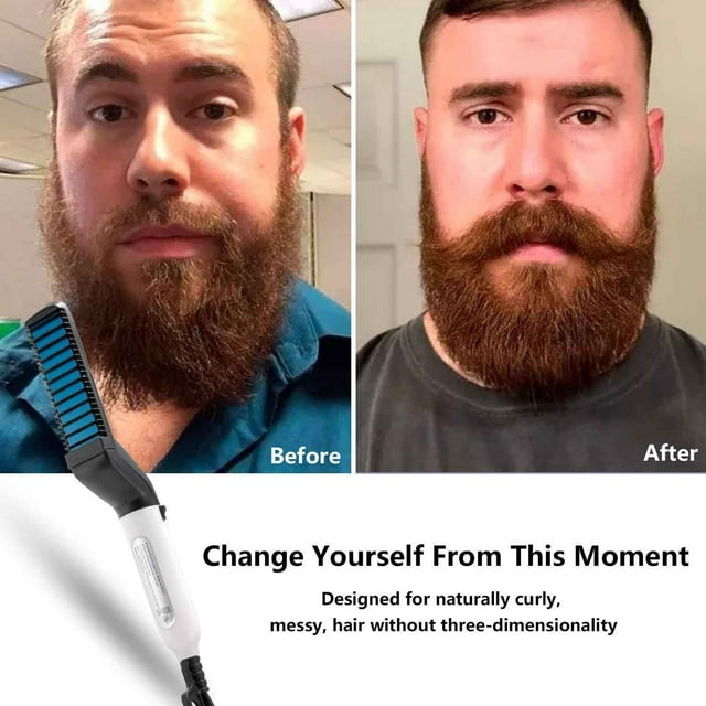 DPTALR Peigne Lisseur de Barbe et Cheveux pour Hommes et Kit de Fluide de Croissance de Barbe