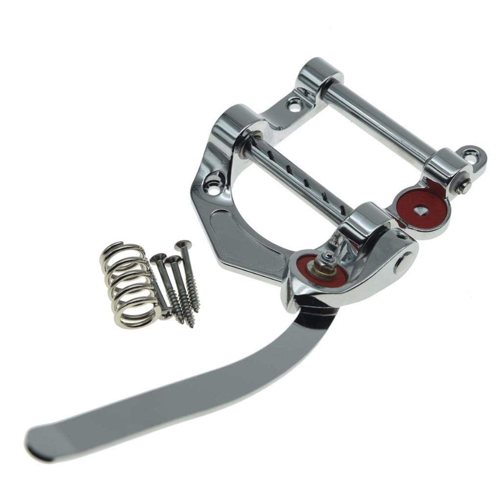 Tremolo Bridge for Electric Guitar, Chrome Plated Vibrato Tailpiece with Roller Bar, Replacement Flat Top Body, Hardtail Bridge Upgrade