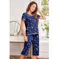 thumbnail image 4 of Ekouaer Women's Capri Lounge Sets 2 Piece Short Sleeve Pants Loungewear Outfits, 4 of 6